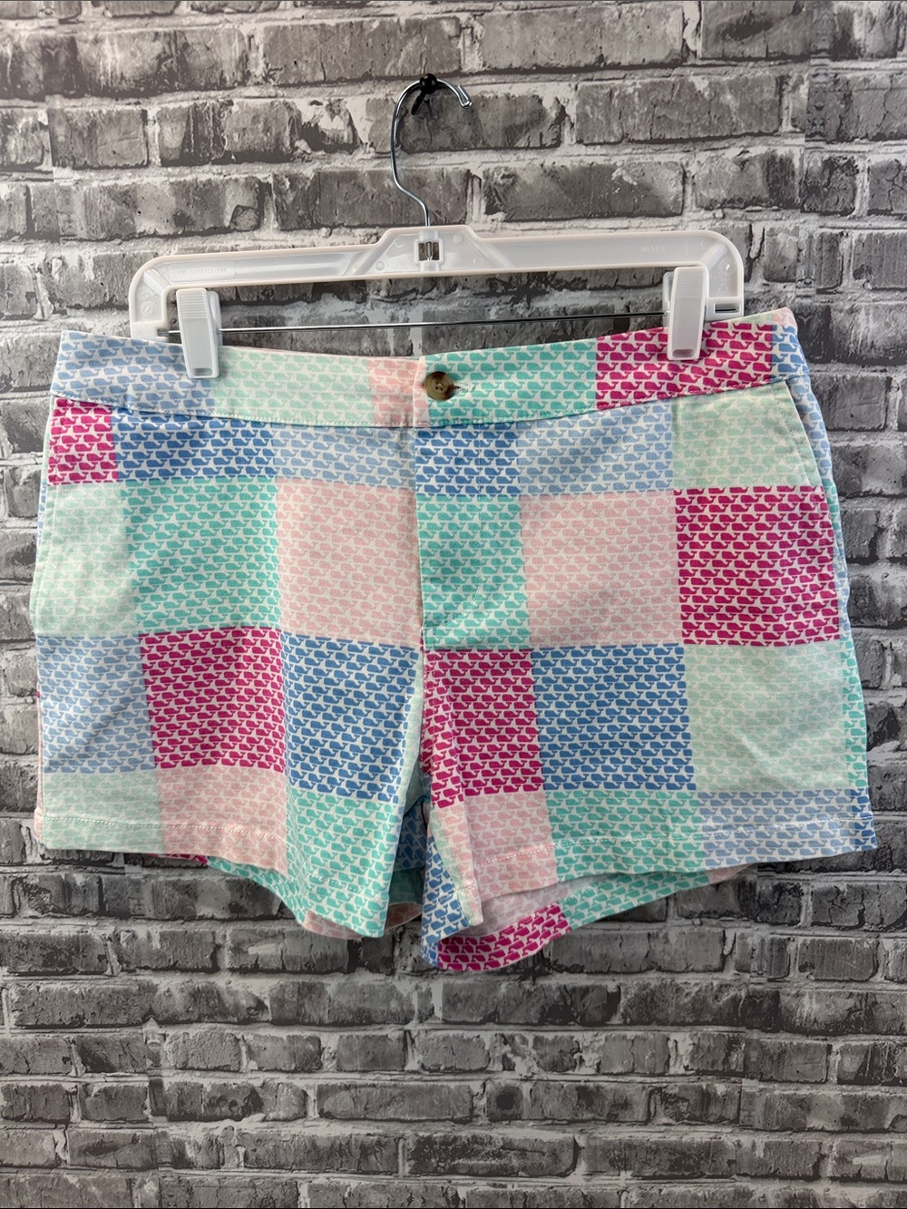 Vineyard Vines Patchwork Pastel Cotton Blend Women’s Shorts - Pink, Blue, Mint